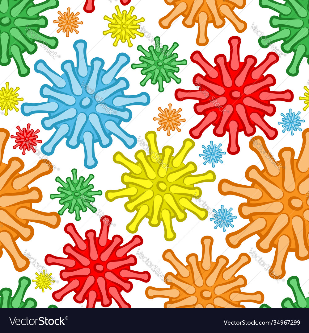 Seamless pattern with multicolored viruses