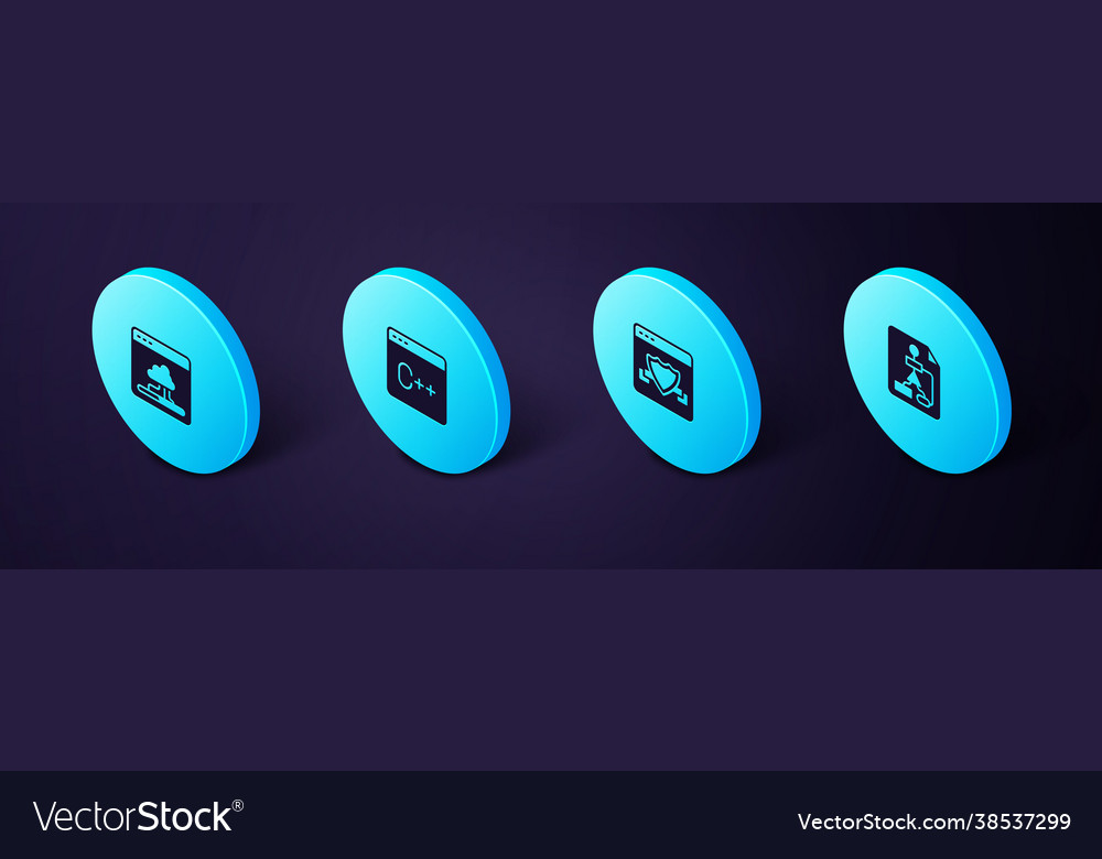 Set isometric flowchart browser with shield