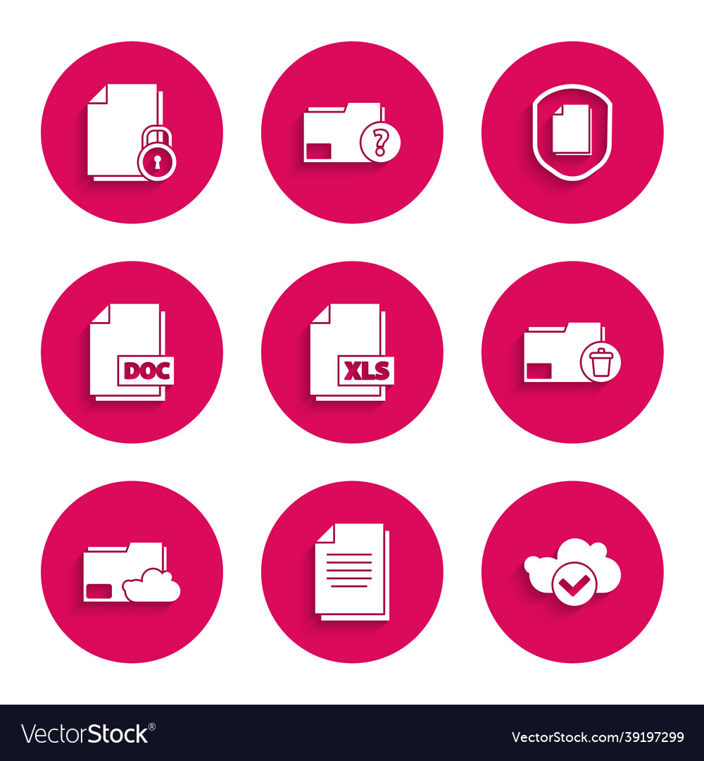 Set xls file document cloud with check Vector Image Set xls file document cloud with check