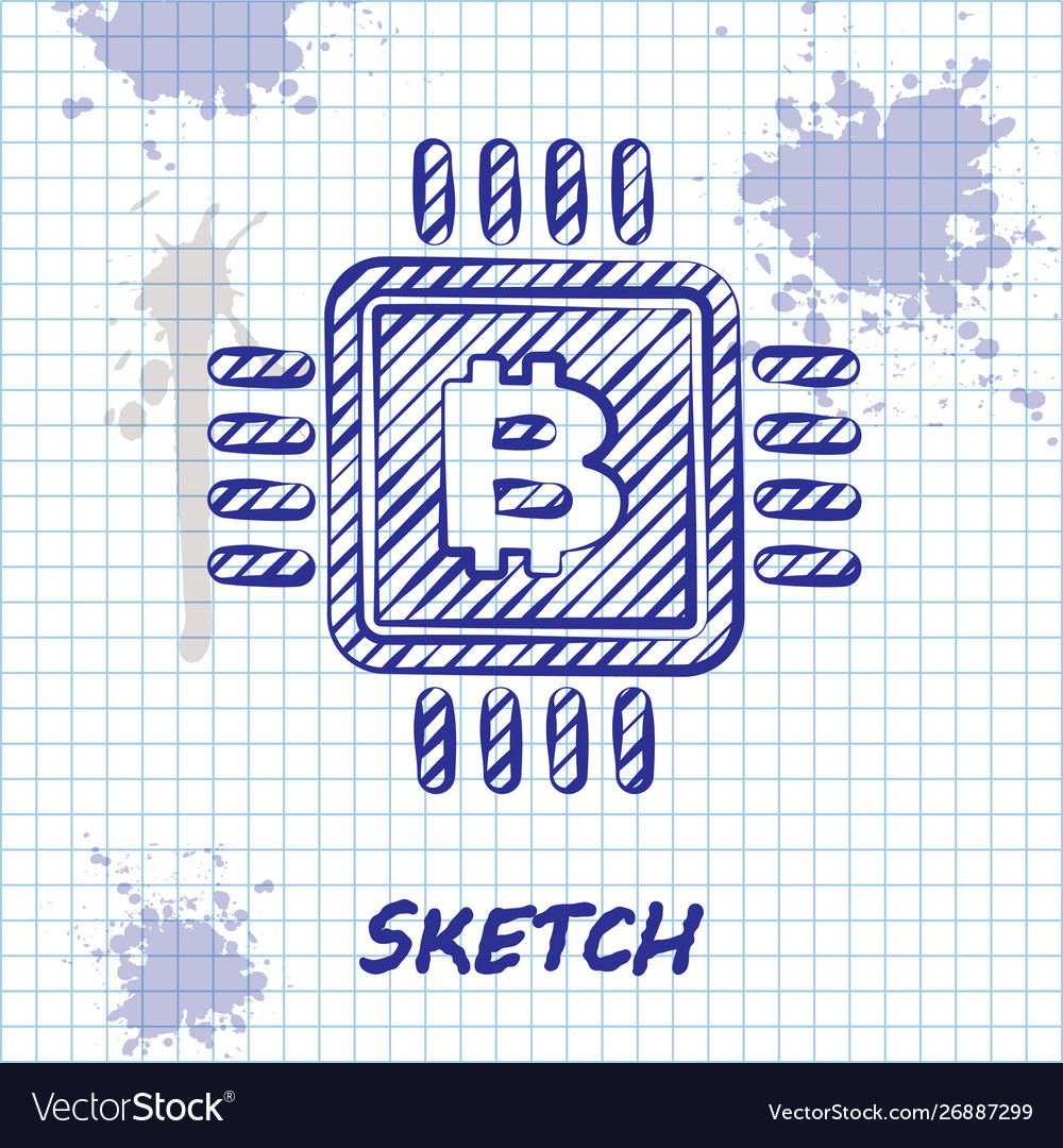 Sketch line cpu mining farm icon isolated on white Vector Image Sketch line cpu mining farm icon isolated on white
