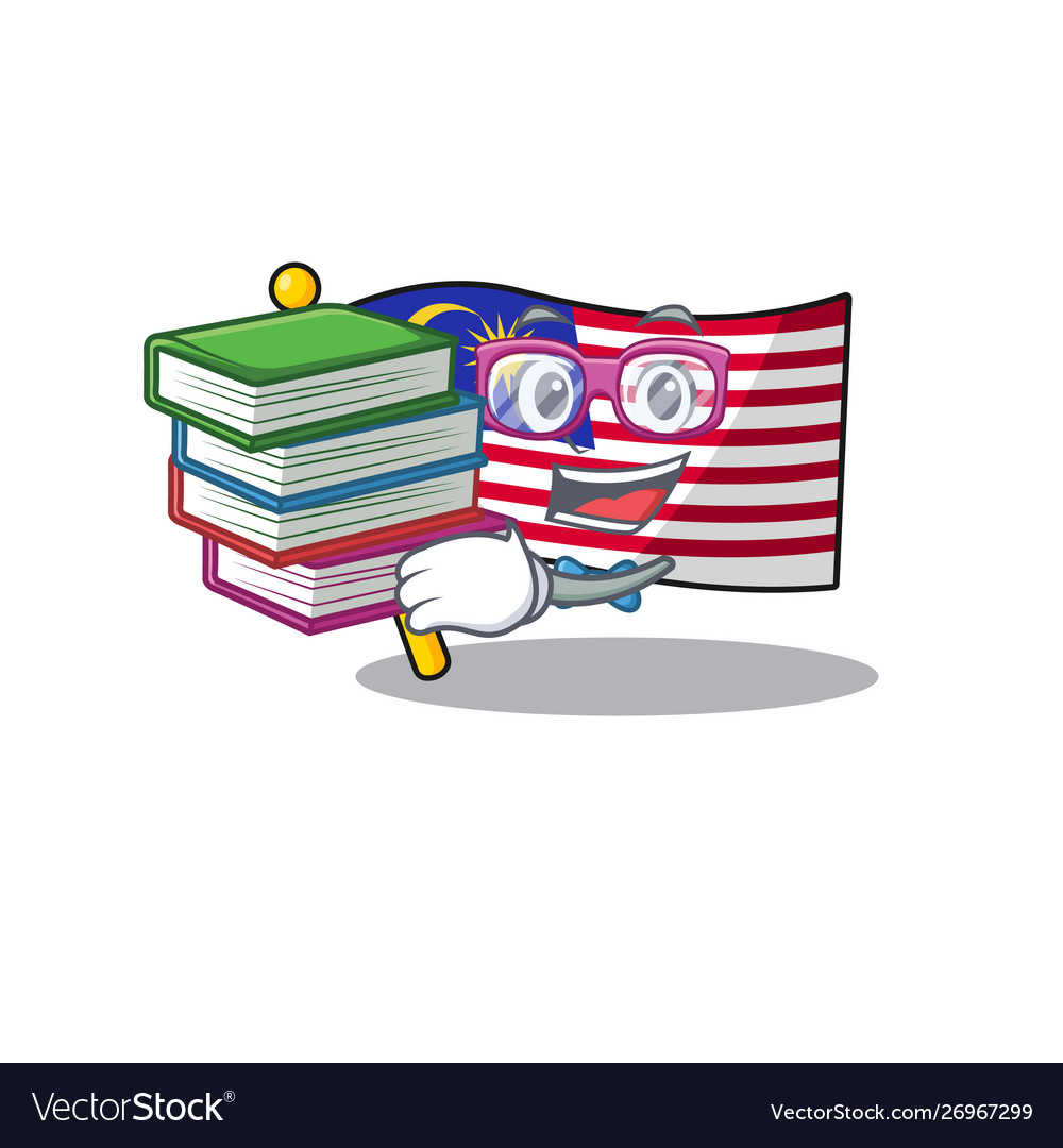 Student with book malaysia mascot flag kept