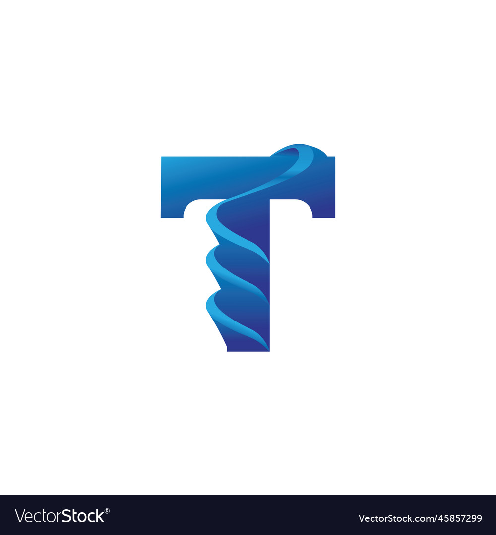 T logo web gradient thread design vector image T logo web gradient thread design