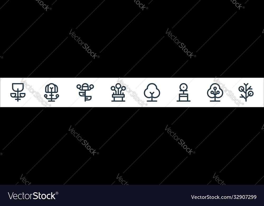 Tree and plant line icons linear set quality Vector Image Tree and plant line icons linear set quality