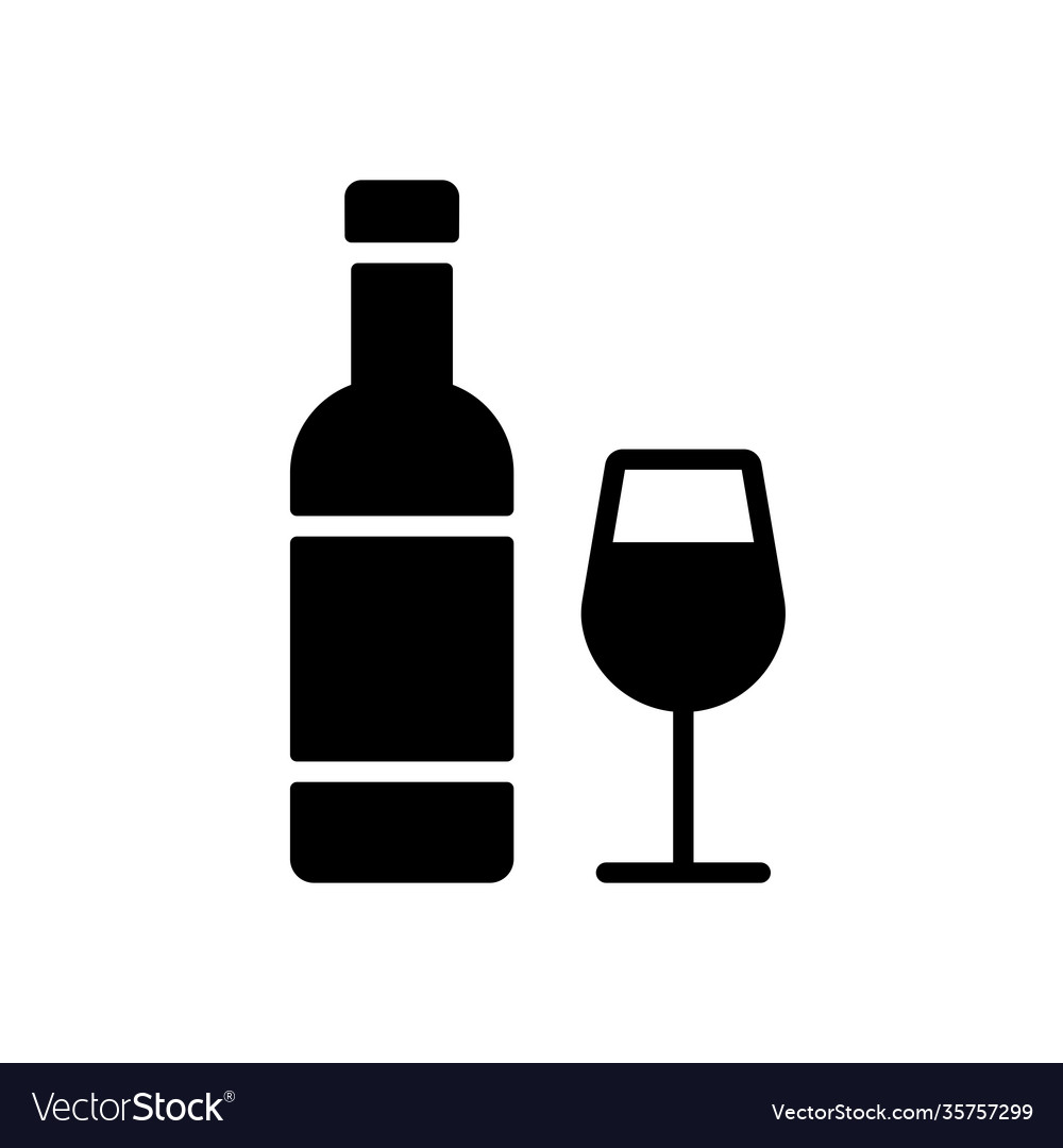 Wine bottle and glasses glyph icon Royalty Free Vector Image