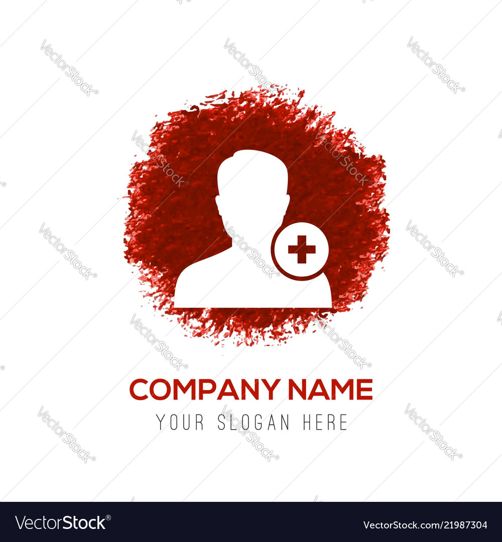 Add user icon - red watercolor circle splash vector image Add user icon - red watercolor circle splash
