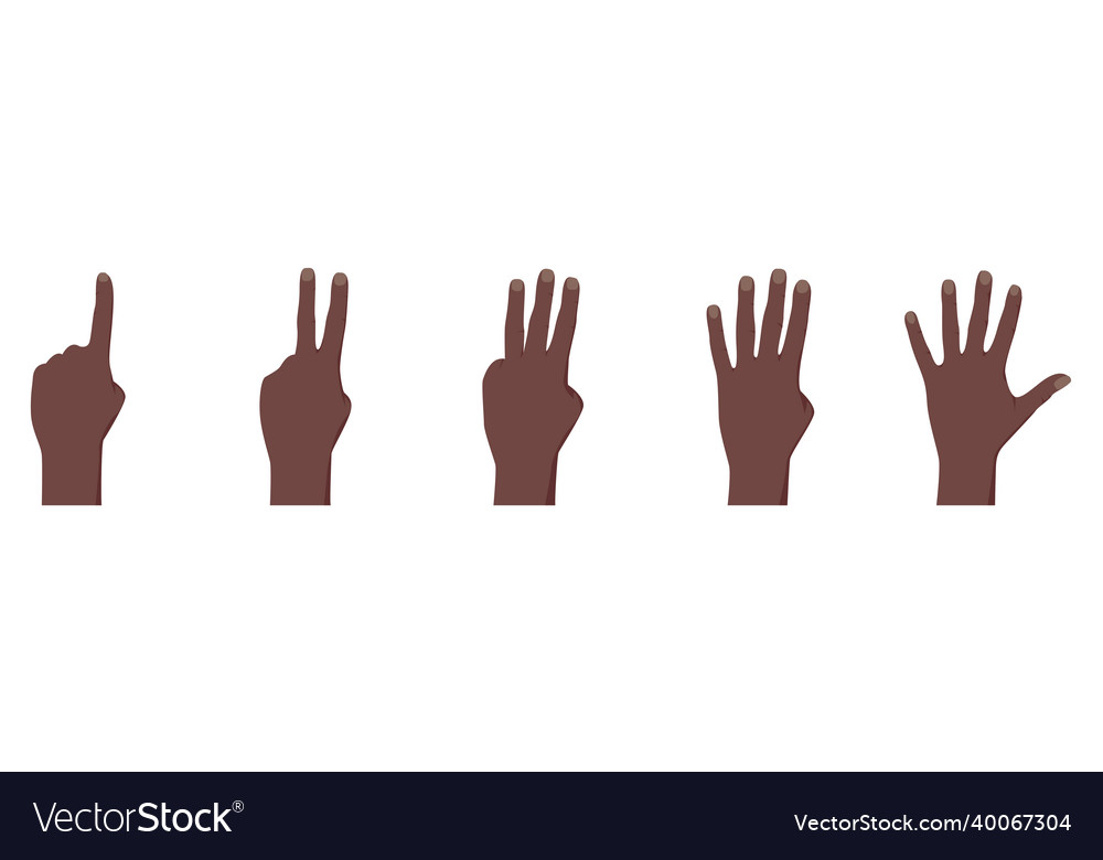 Afro american dark skin color hand palm counting