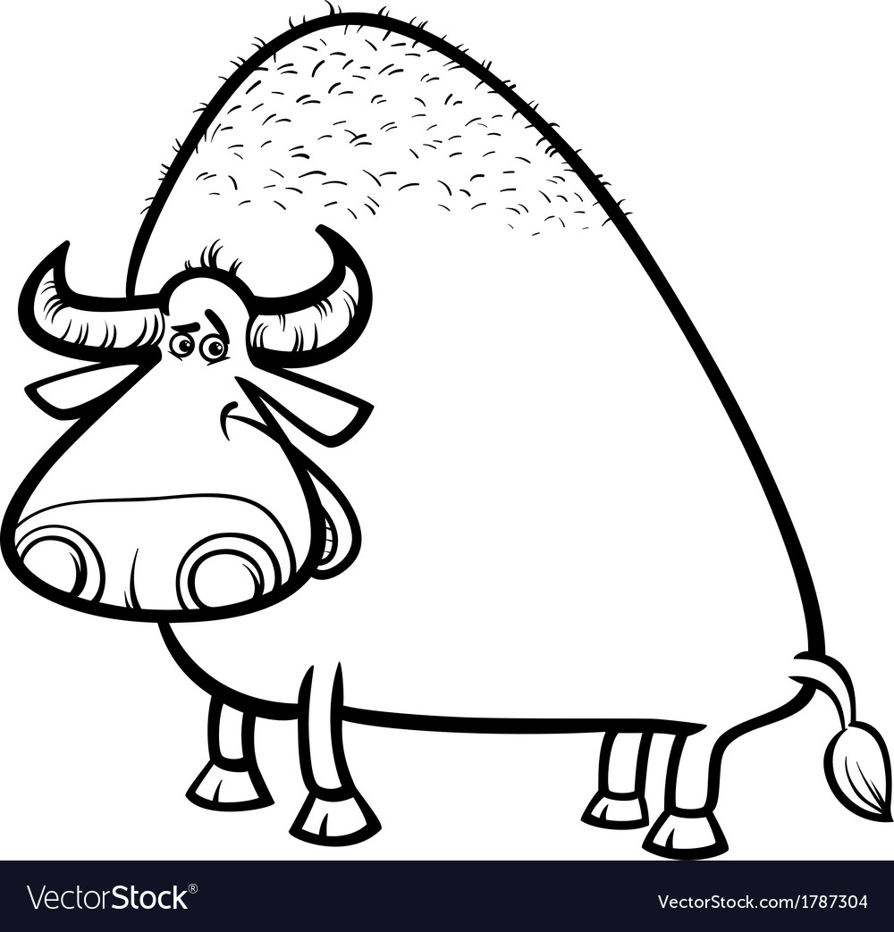 arbejde gå Skærpe Bull or buffalo cartoon coloring page Royalty Free Vector