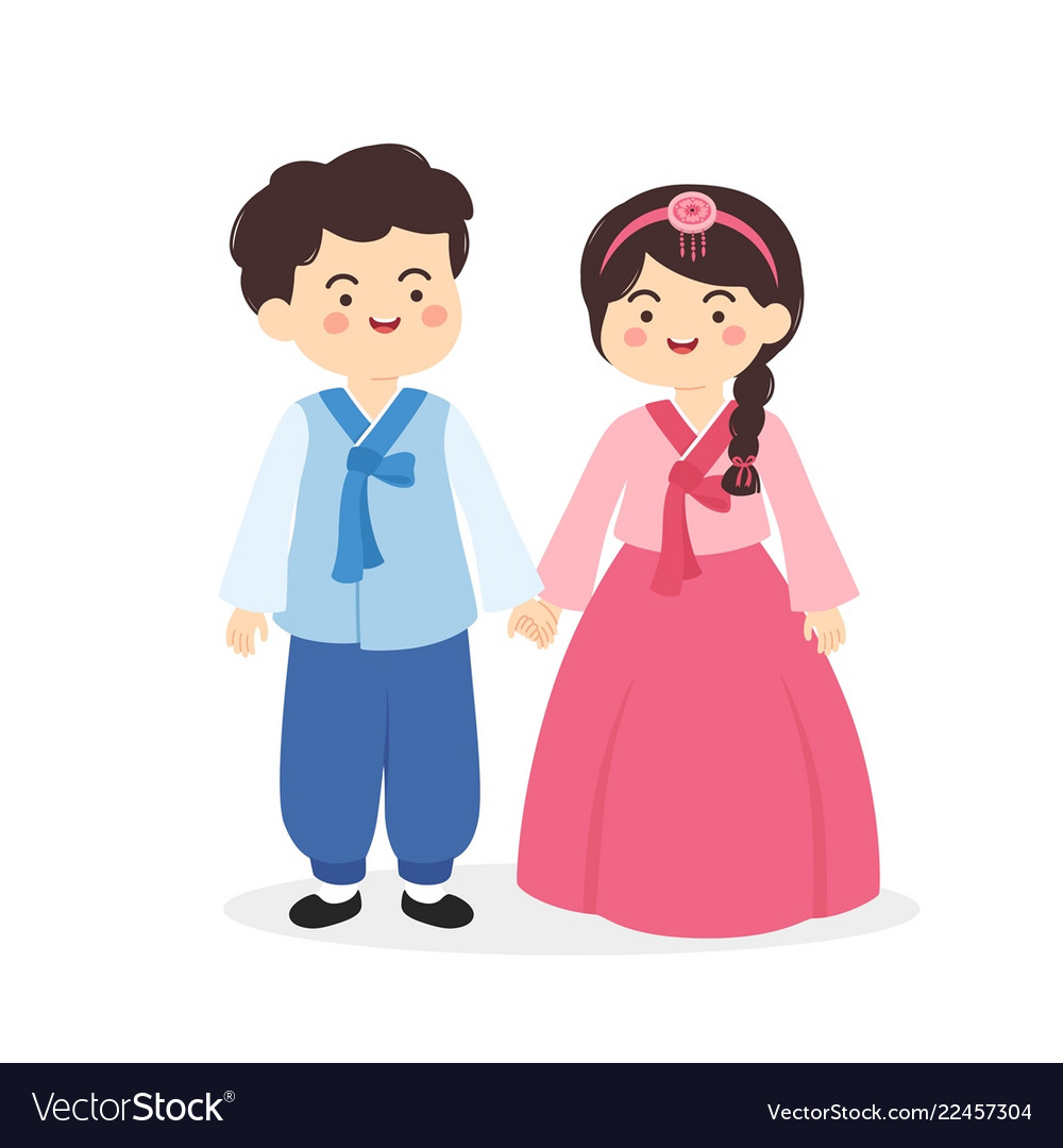 cute korea hanbok couple cartoon vector 22457304