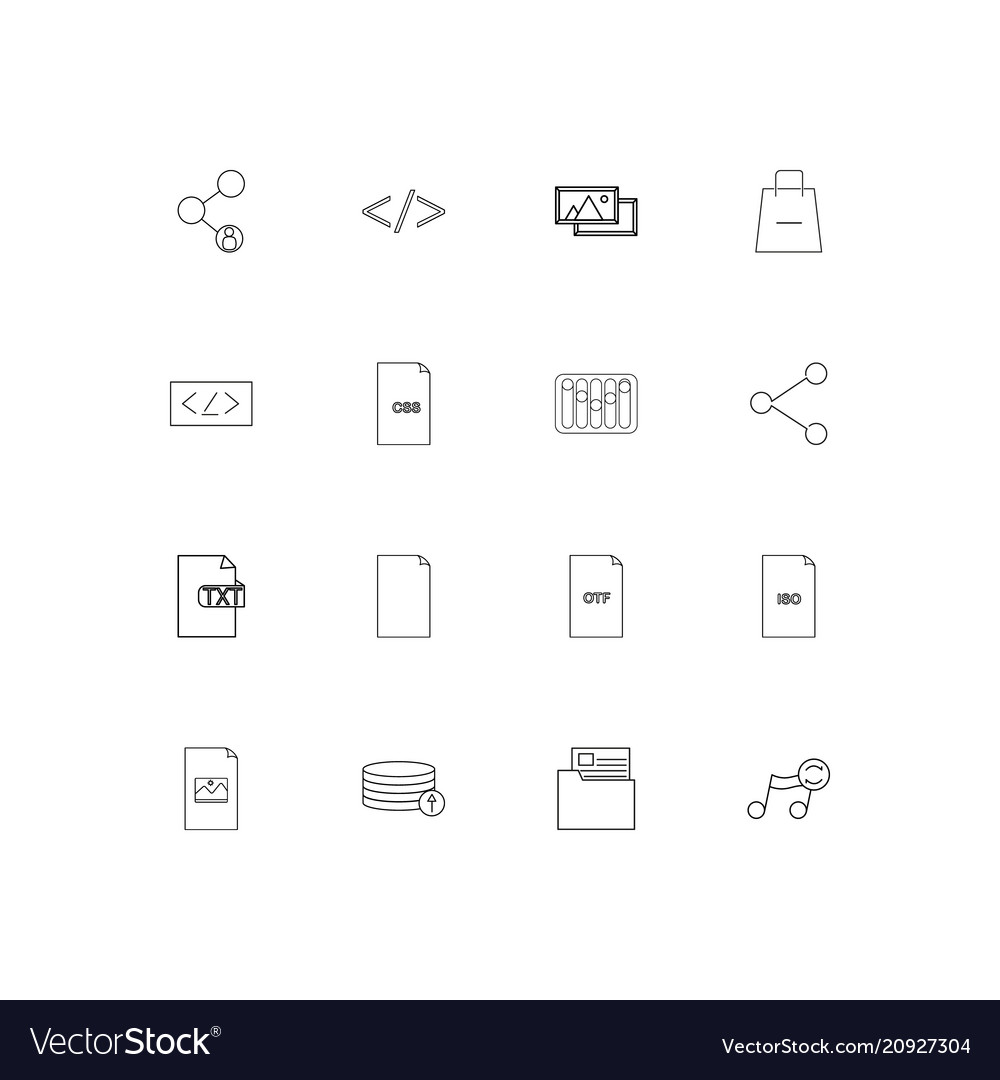 Files and folders sign linear thin icons set