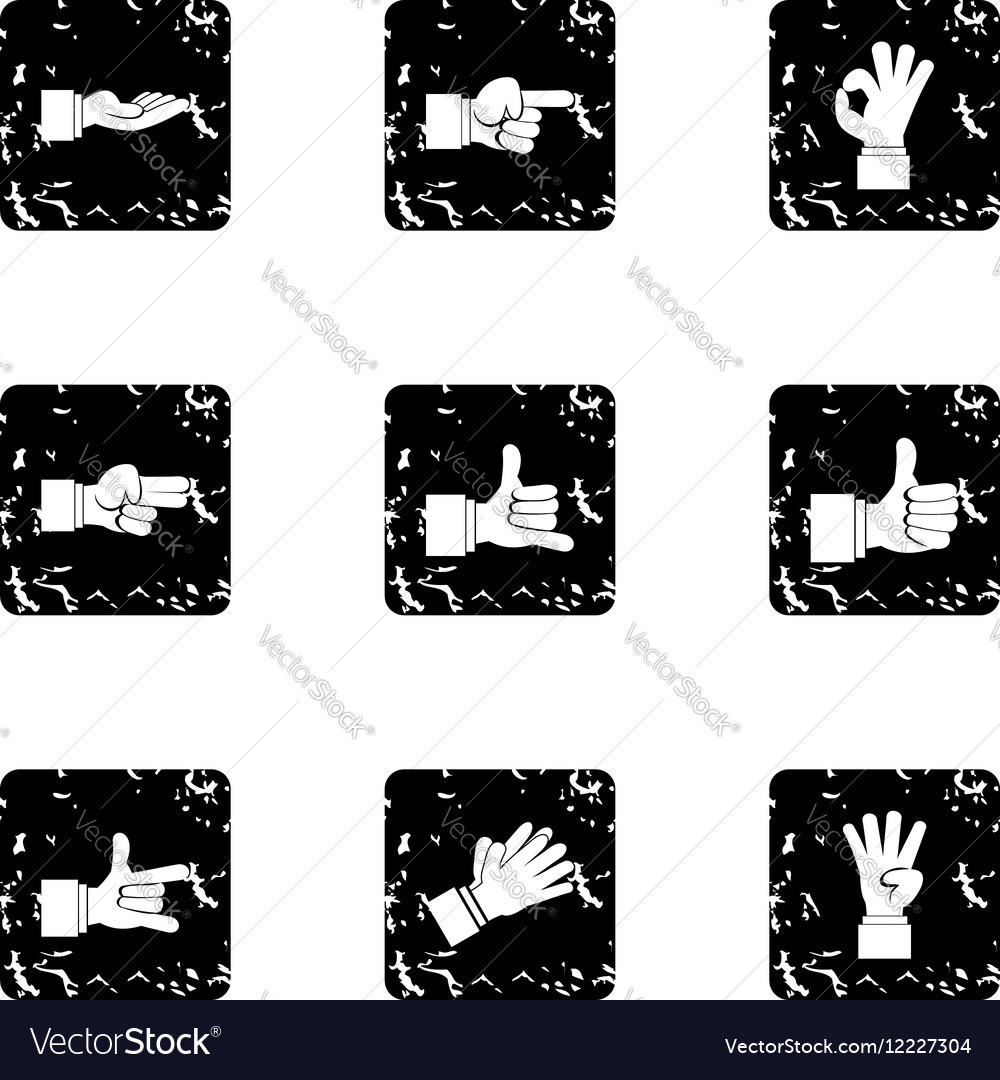 Gesture icons set grunge style Royalty Free Vector Image