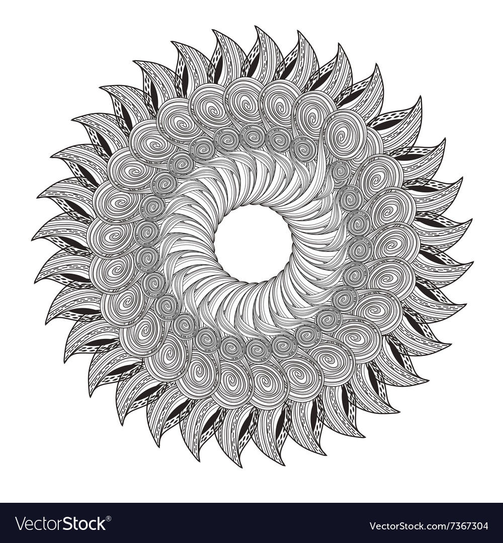 Graphic circular pattern on a burgundy background