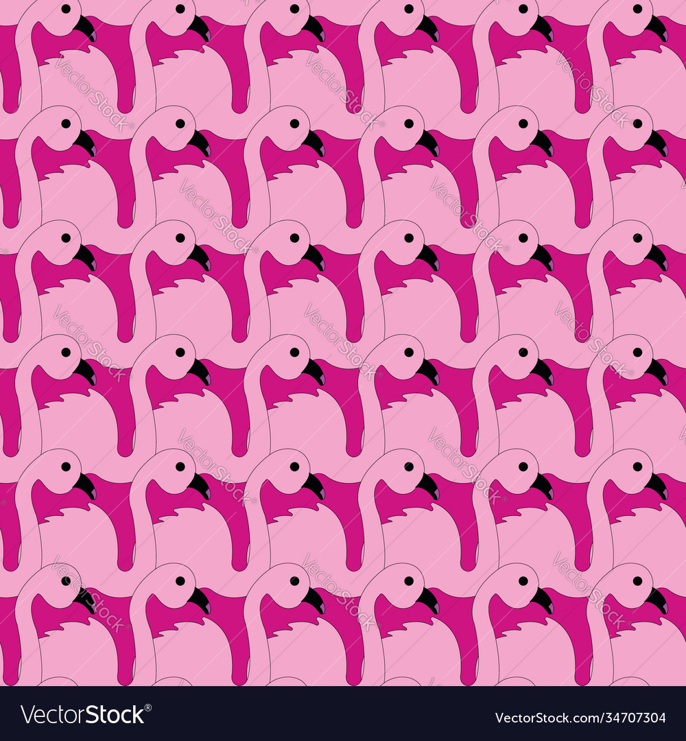 Hand drawn pink flamingos repeat pattern print vector image Hand drawn pink flamingos repeat pattern print
