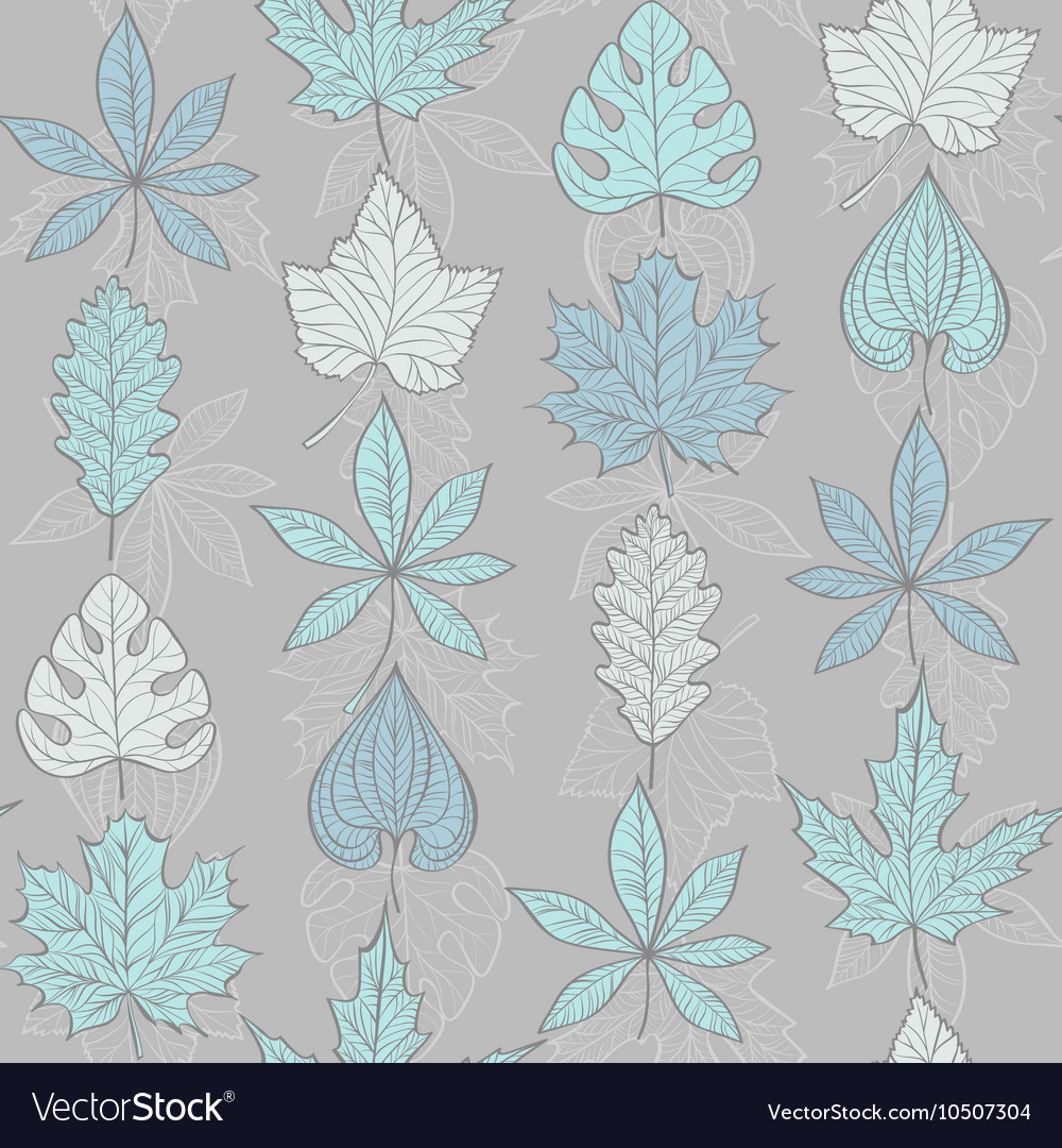 Seamless pattern with fall different leaves