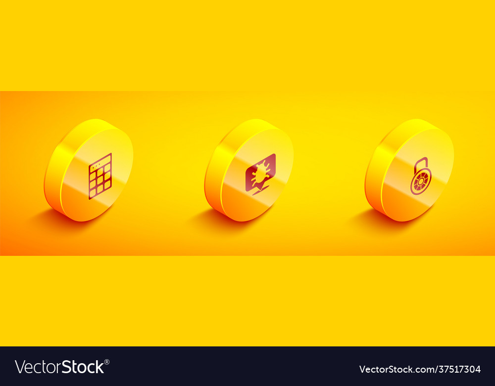 Set isometric password protection system bug vector image Set isometric password protection system bug