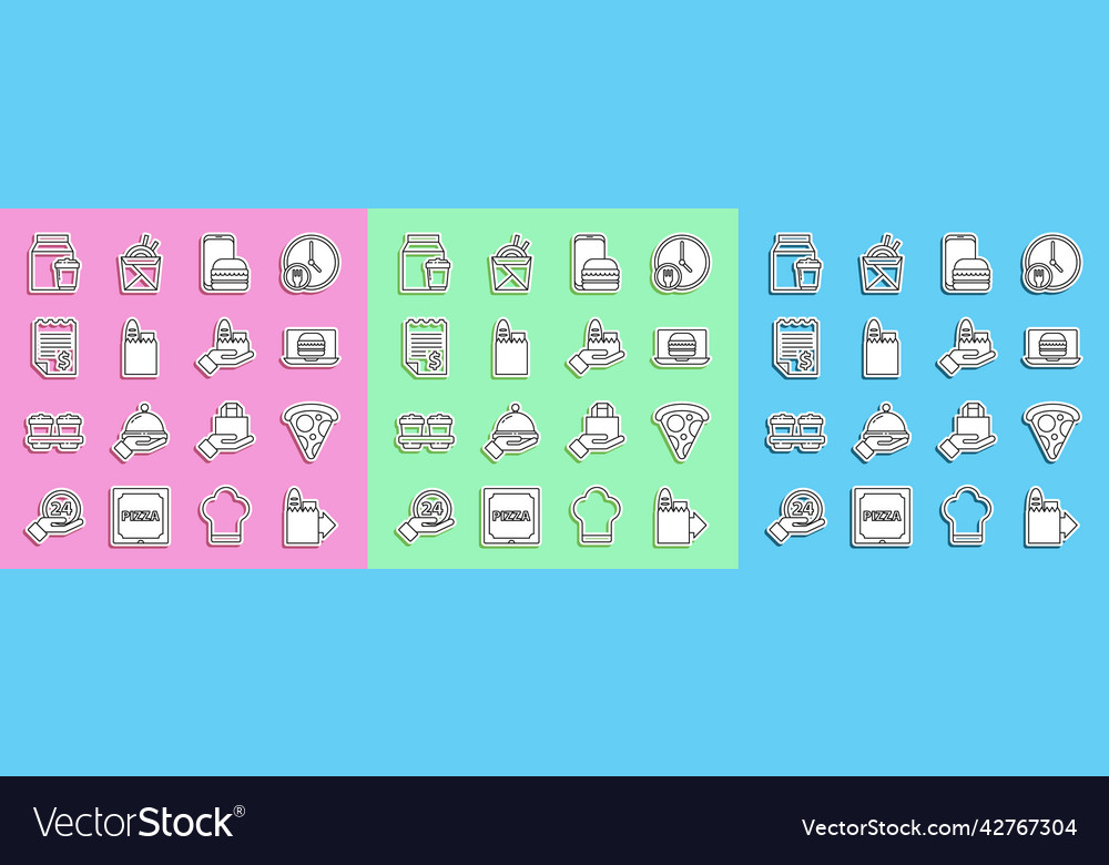 Set line online ordering and delivery slice vector image Set line online ordering and delivery slice