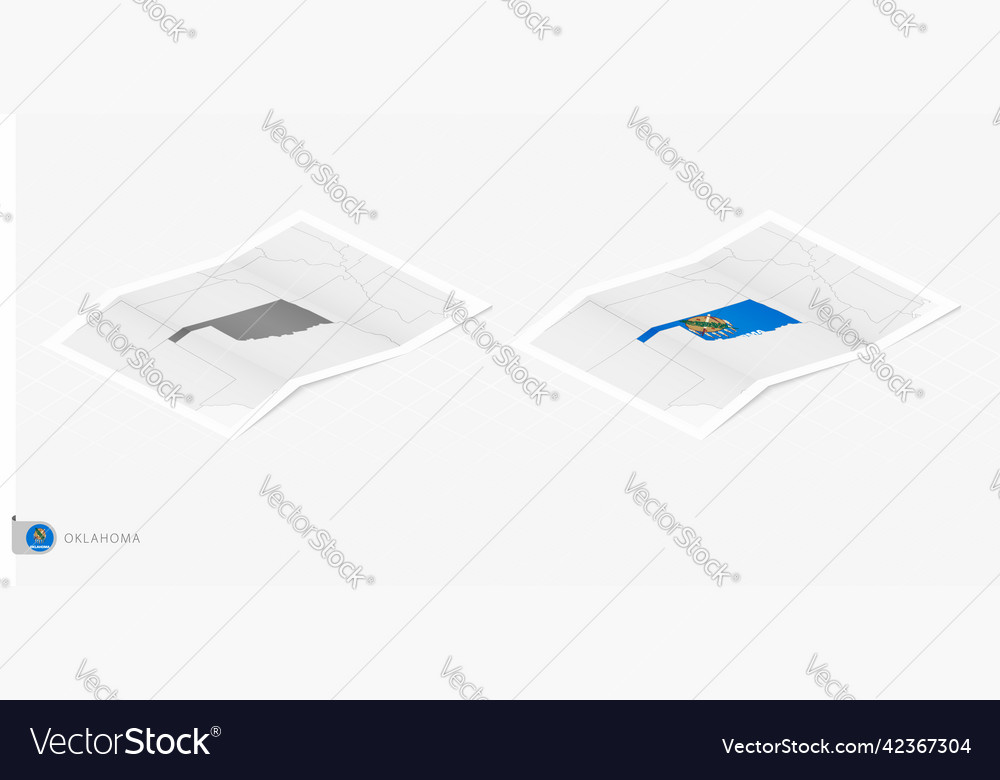 Set of two realistic map oklahoma with shadow