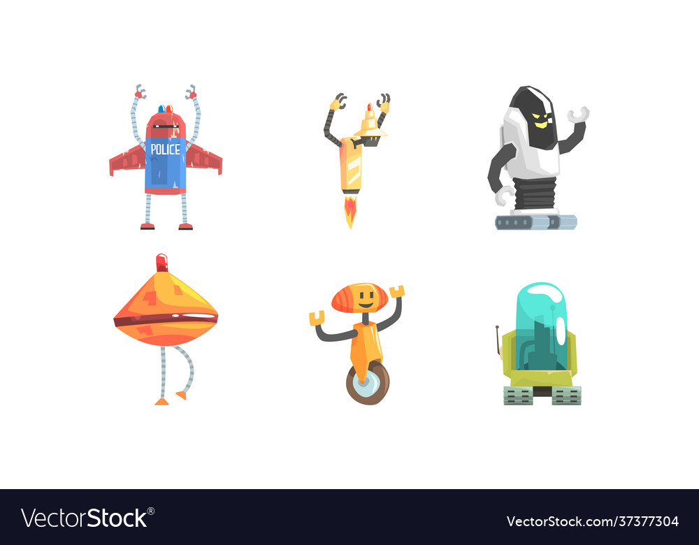 Set robot characters android assistant
