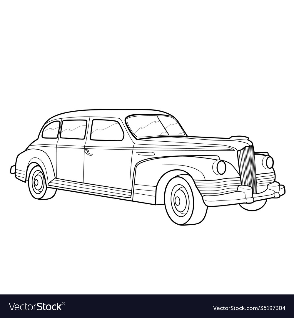 Sketch A Vintage Car Coloring Book Cartoon Vector Image