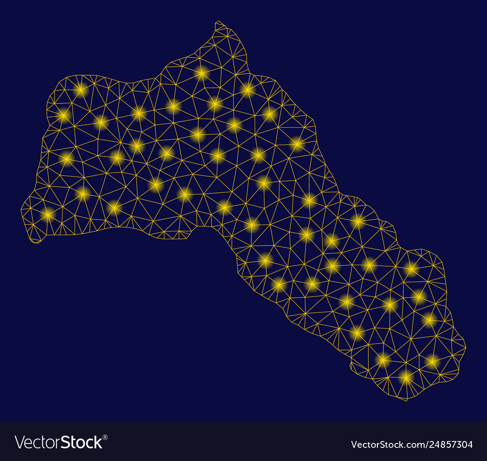 Gelbes Netz 2d Kurdistan Karte mit Lichtflecken