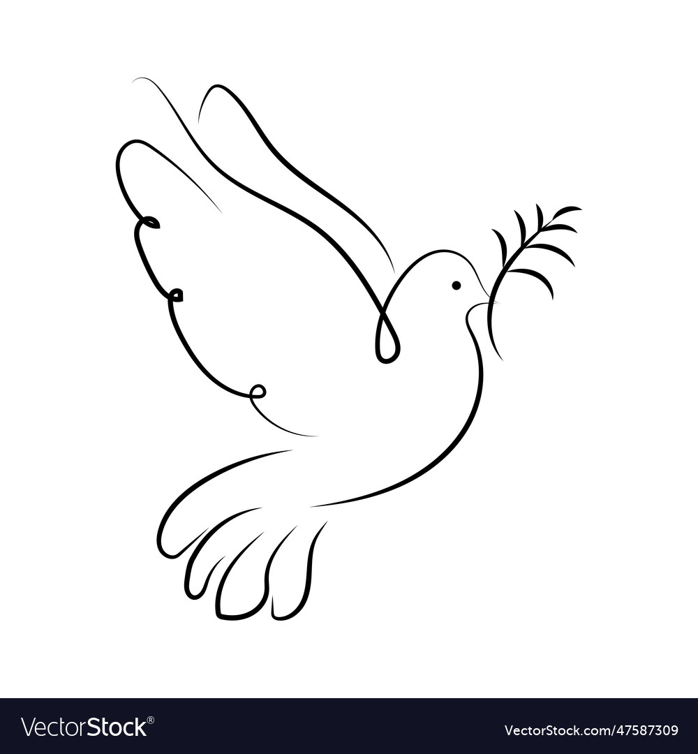 Elegante Dove mit Zweig Outline