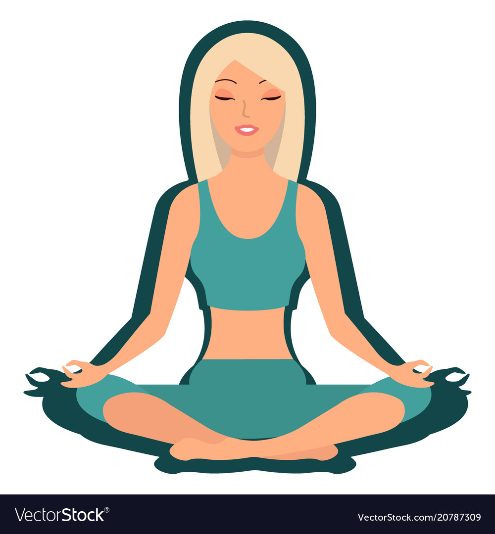 Yoga background woman doing exercise cartoon character vector free