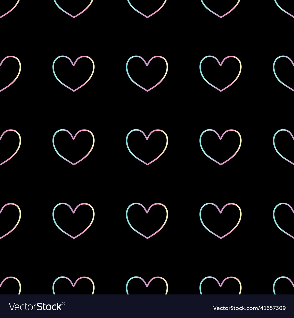 Gradient hearts pattern on black background