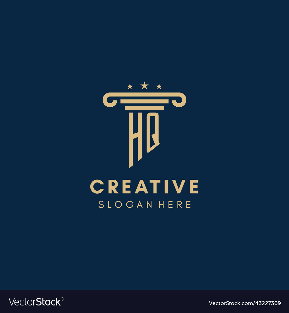 Hq monogram initial logo with pillar and stars