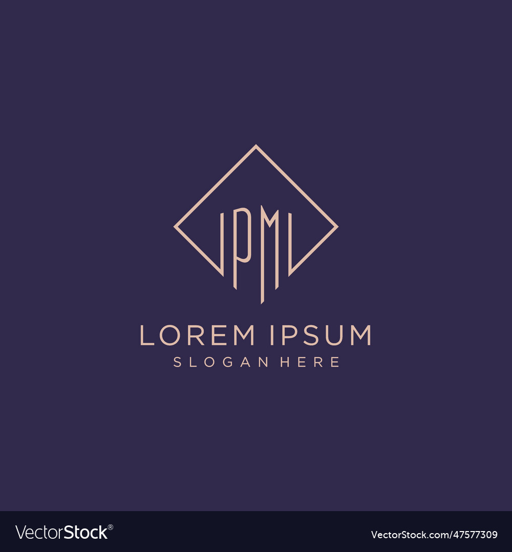 Initials pm logo monogram with rectangle style