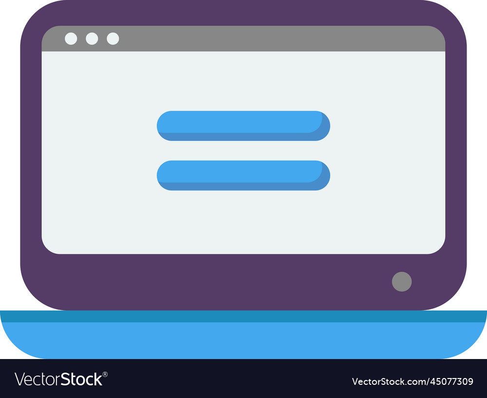 Laptop with login screen in minimal style vector image Laptop with login screen in minimal style