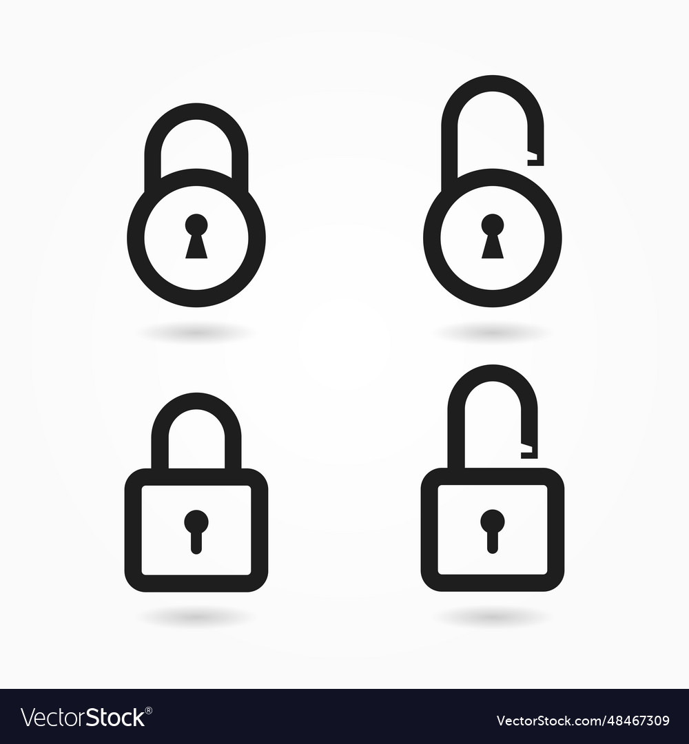 Lock icons set or security symbol padlock vector image Lock icons set or security symbol padlock