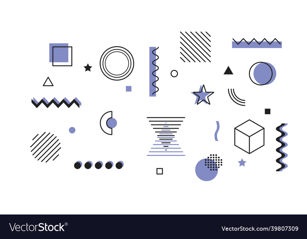 Memphis geometric shapes set for wallpaper design Vector Image