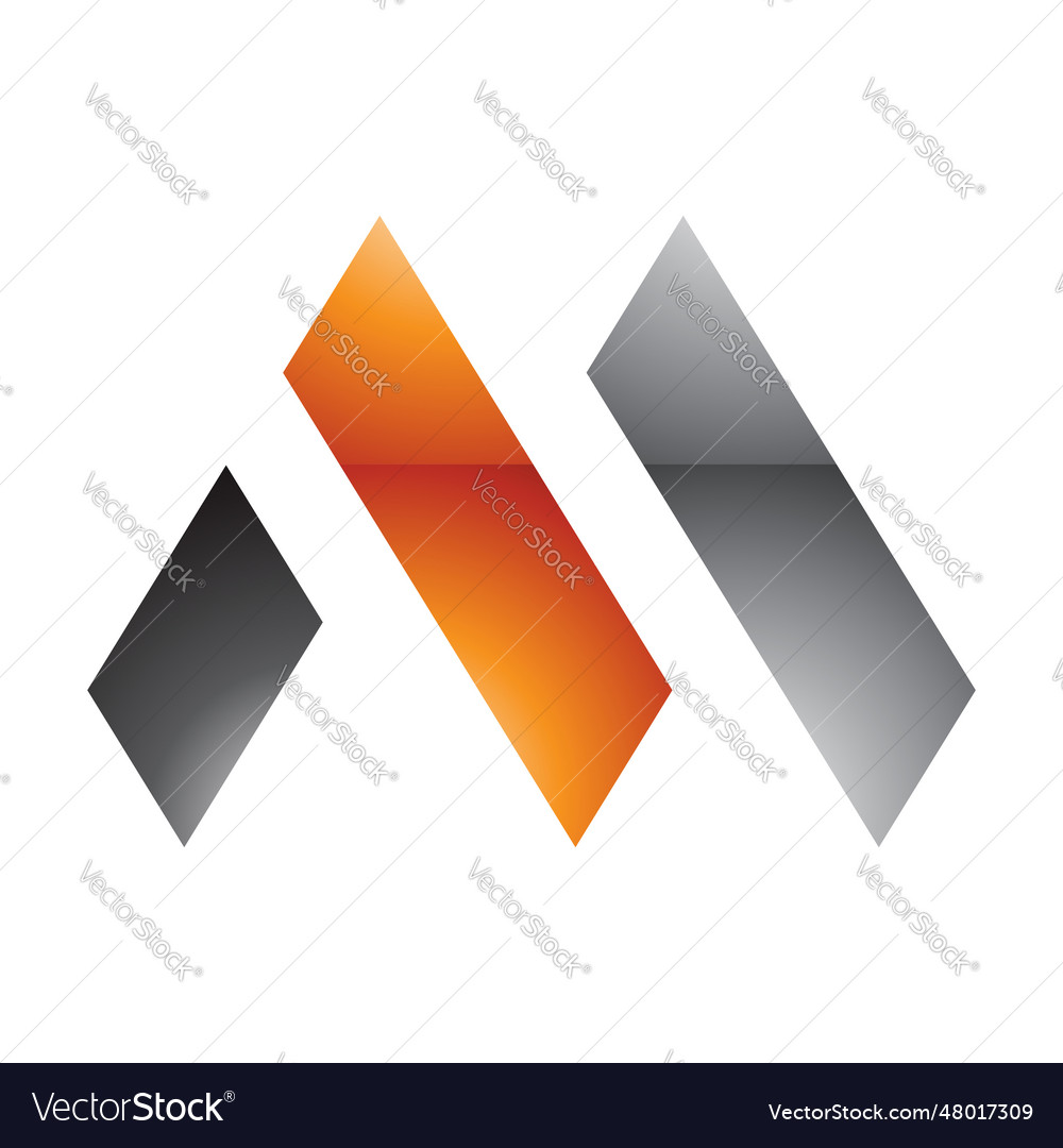 Orange and black glossy letter m icon