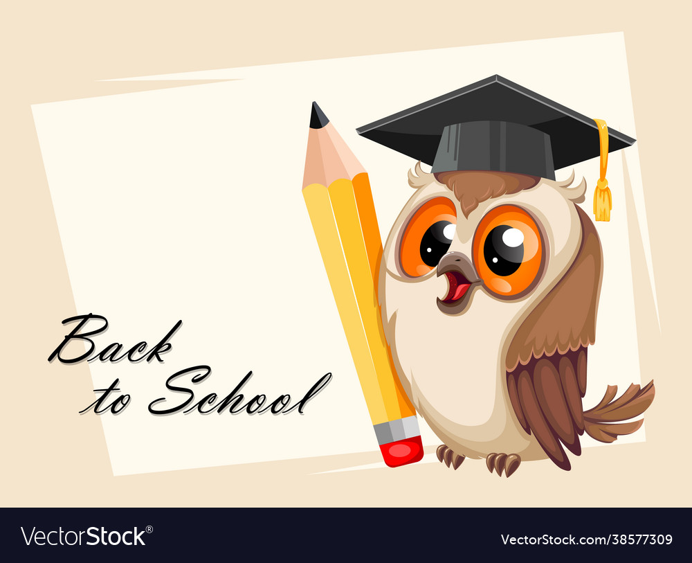 Owl in graduation cap back to school