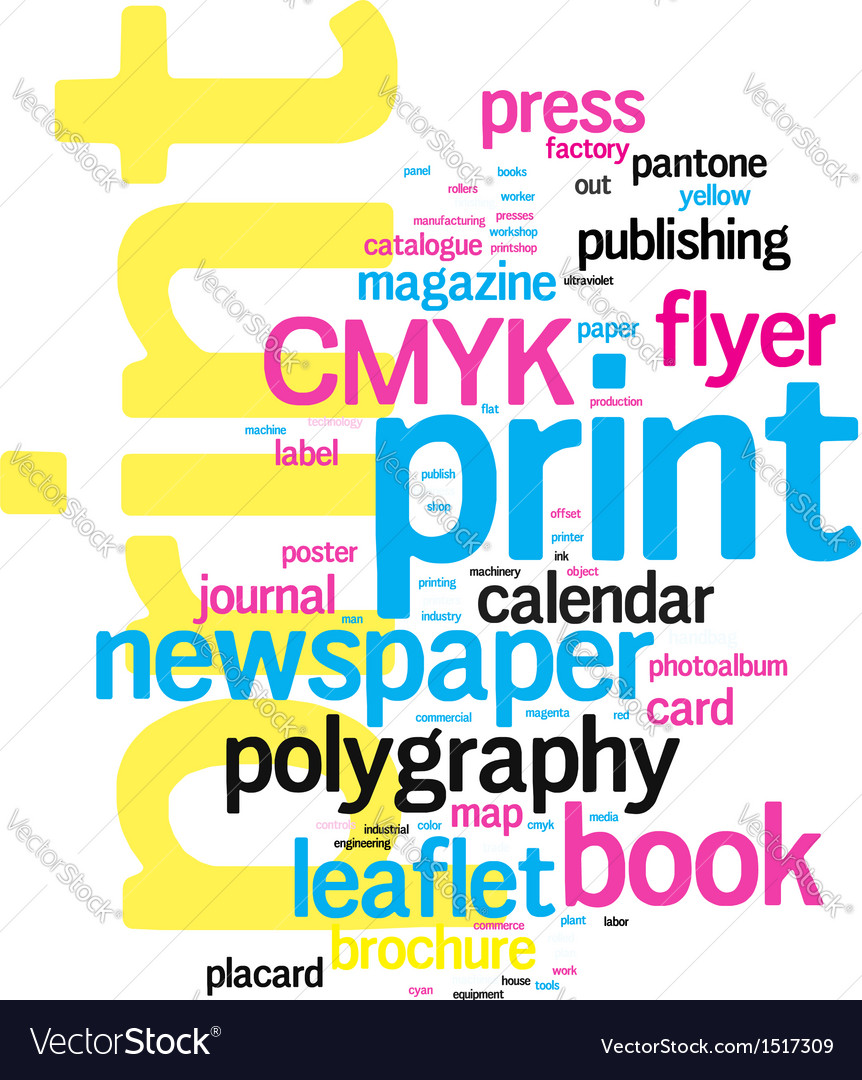 Printing word cloud Royalty Free Vector Image - VectorStock