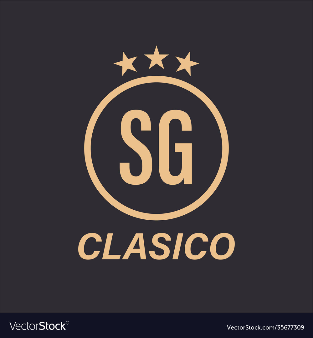 Sg letter logo design with star icon classic