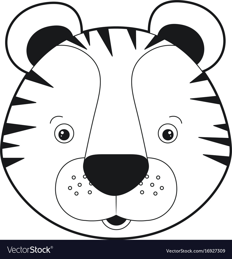 Cute Cartoon Commercial Original Tiger Outline Drawing PNG Images | PSD  Free Download - Pikbest