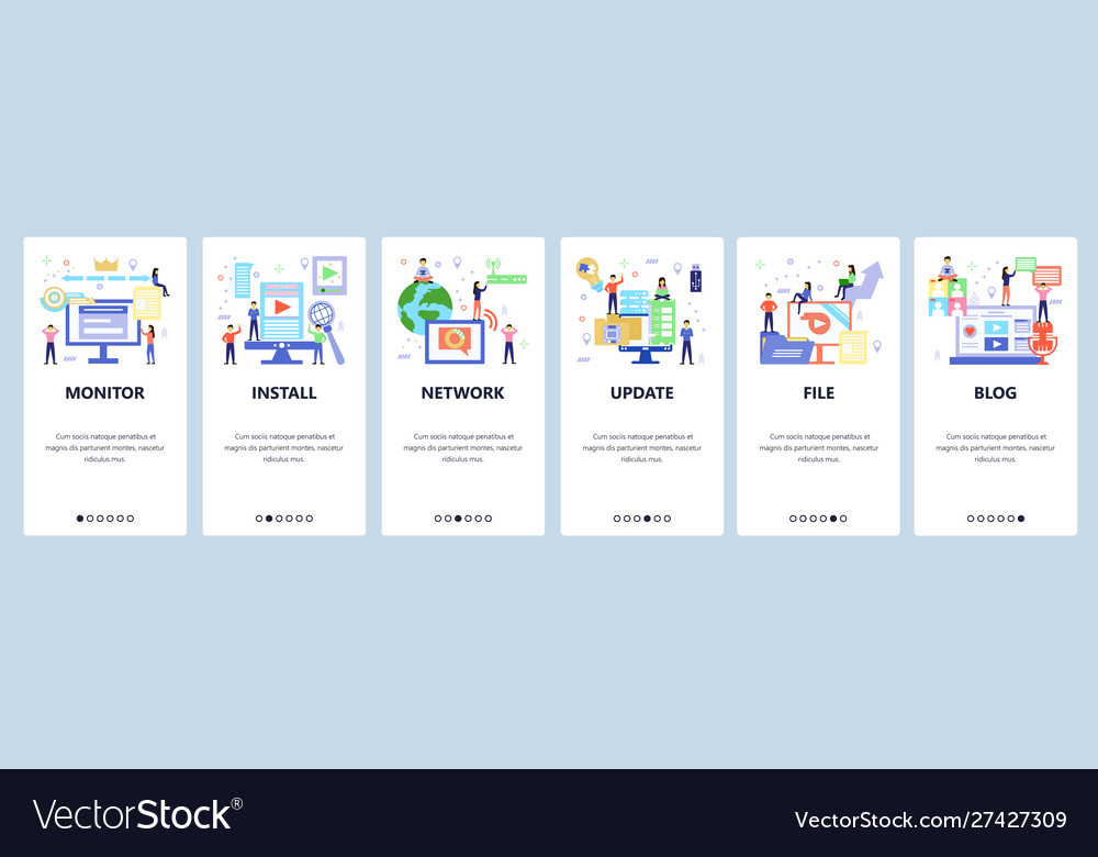 Website and mobile app onboarding screens