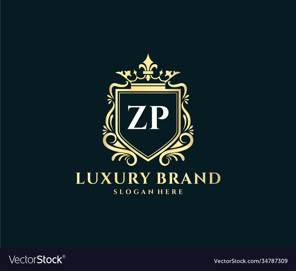 Zp initial letter gold calligraphic feminine