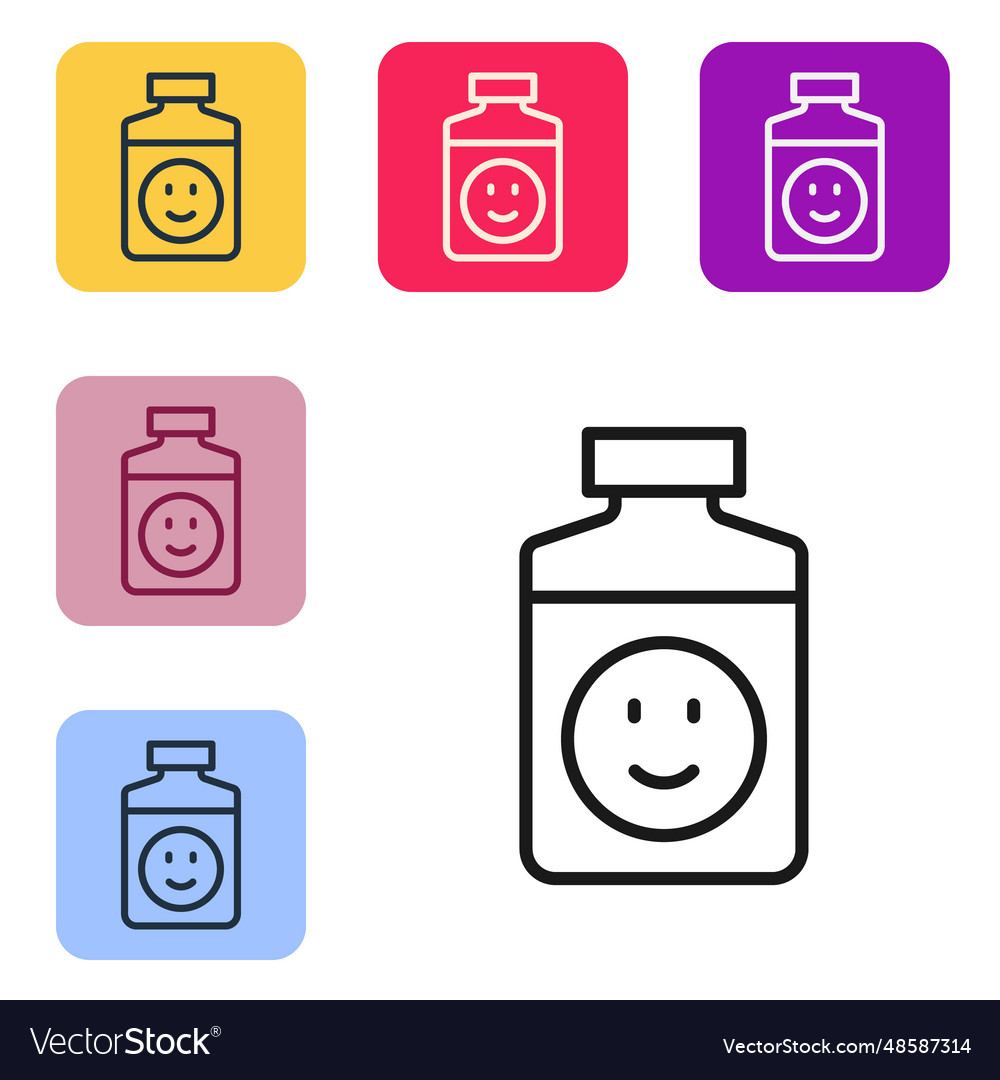 Black line antidepressants icon isolated on white vector image Black line antidepressants icon isolated on white