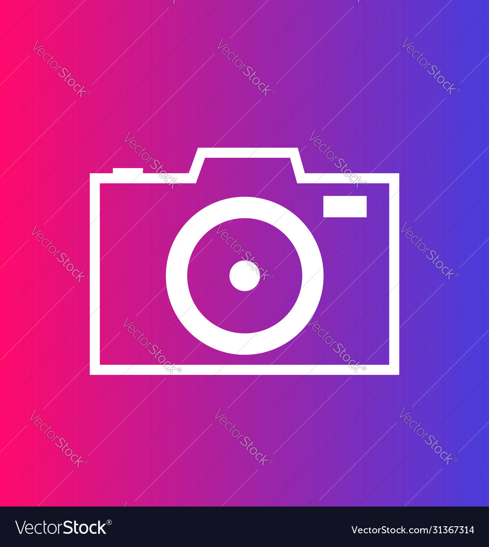 Camera icon on color background vector image Camera icon on color background