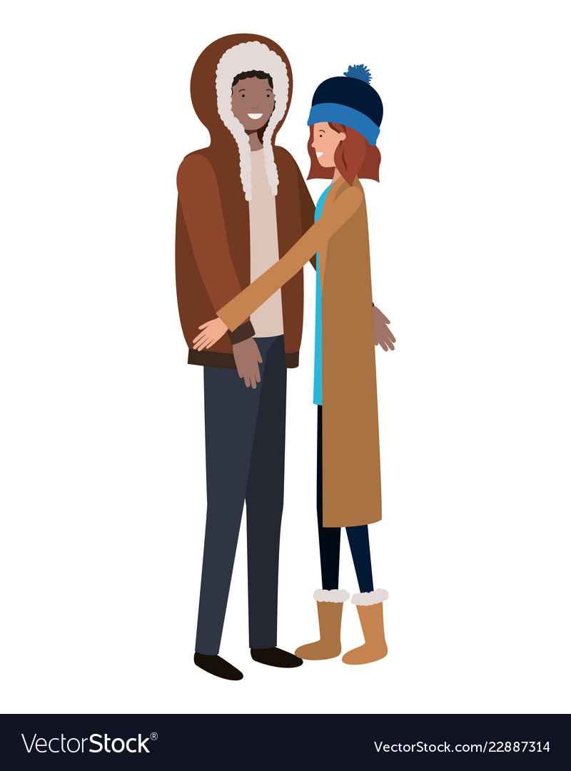 Couple with winter clothes avatar character