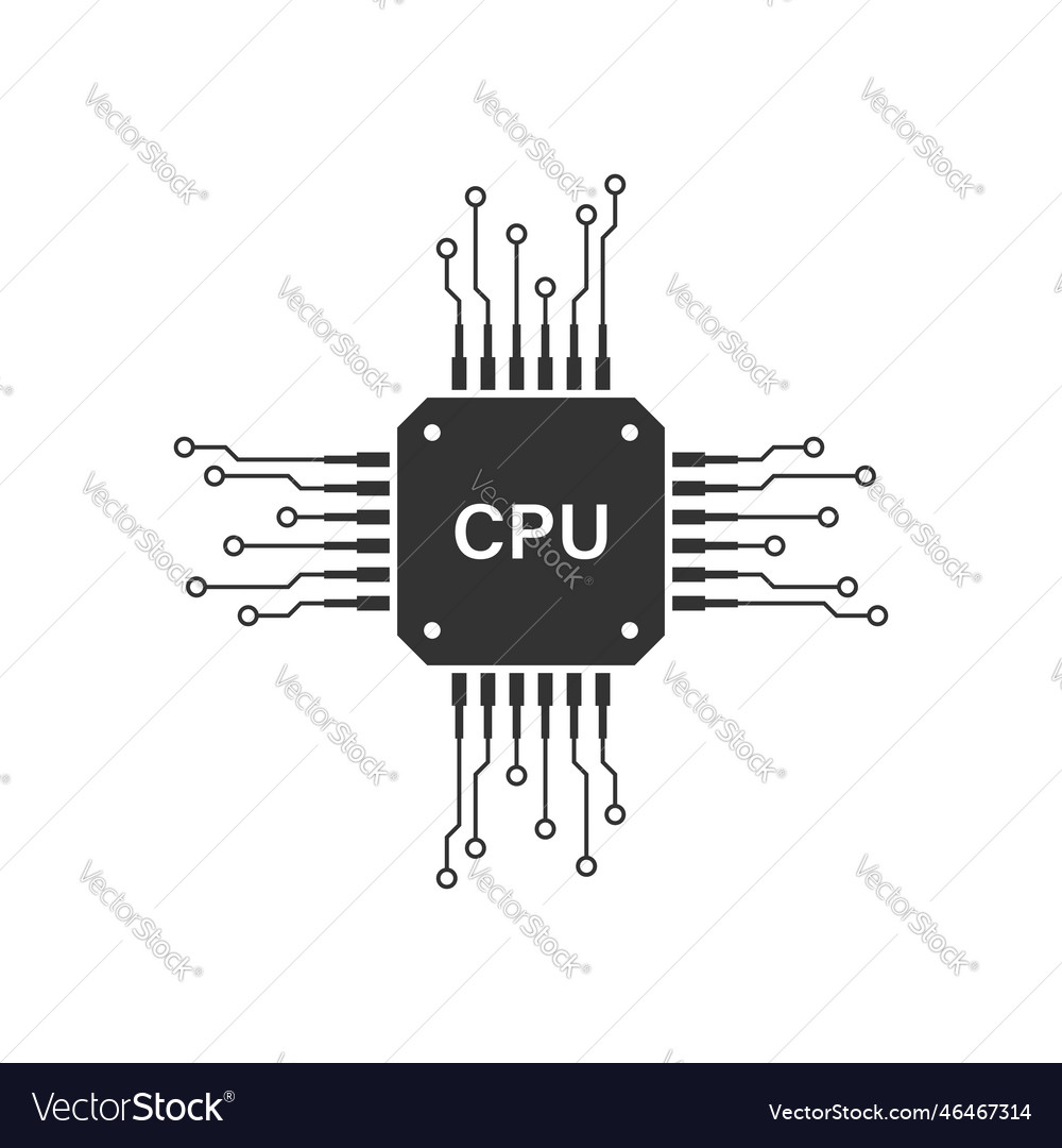 Cpu for computer and smartphone icon in flat