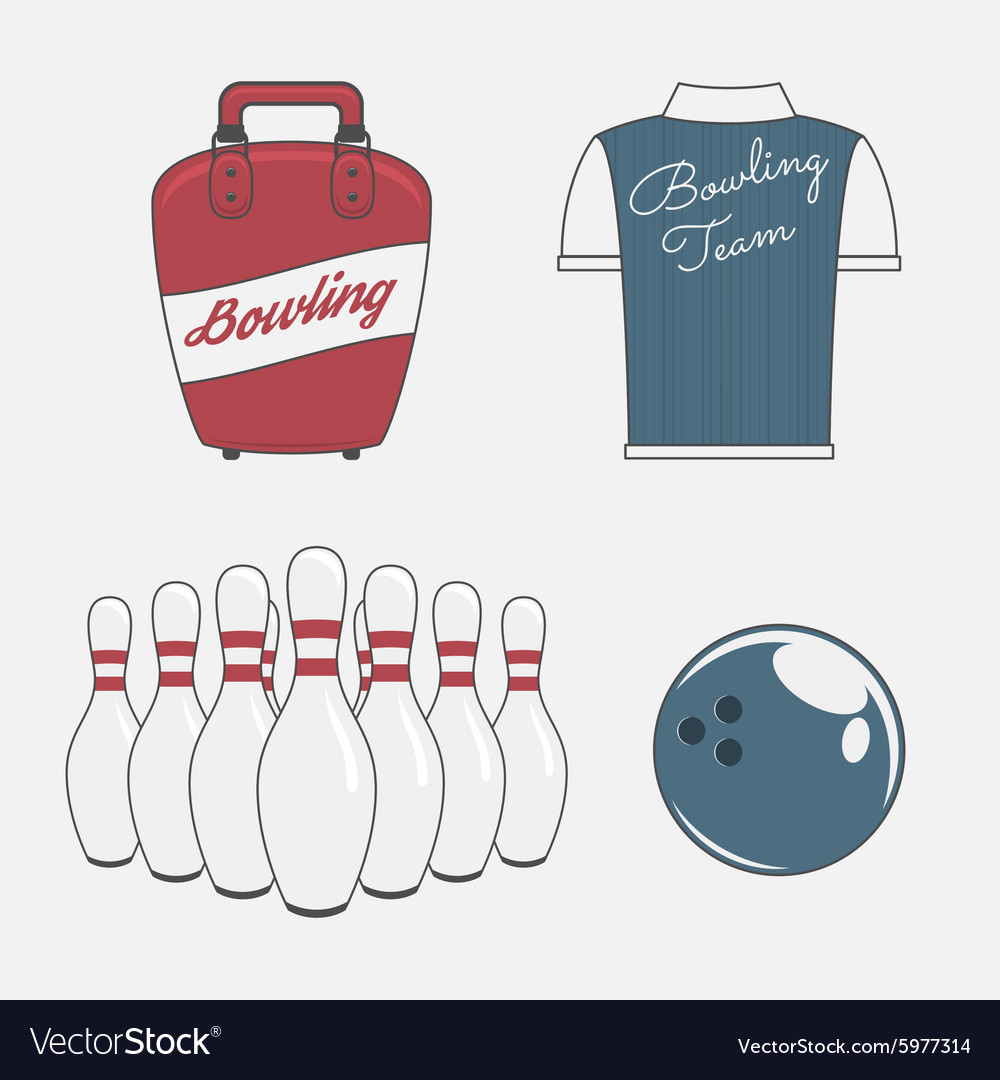 Elements set for a bowling team Royalty Free Vector Image