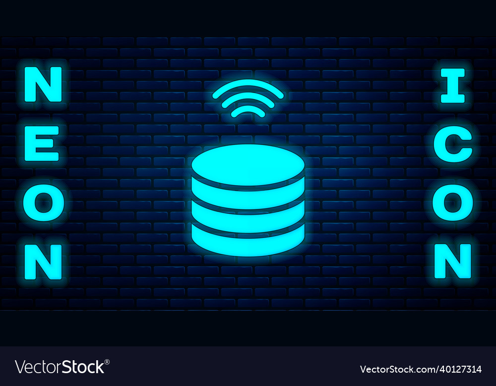 Glowing neon smart server data web hosting icon vector image Glowing neon smart server data web hosting icon
