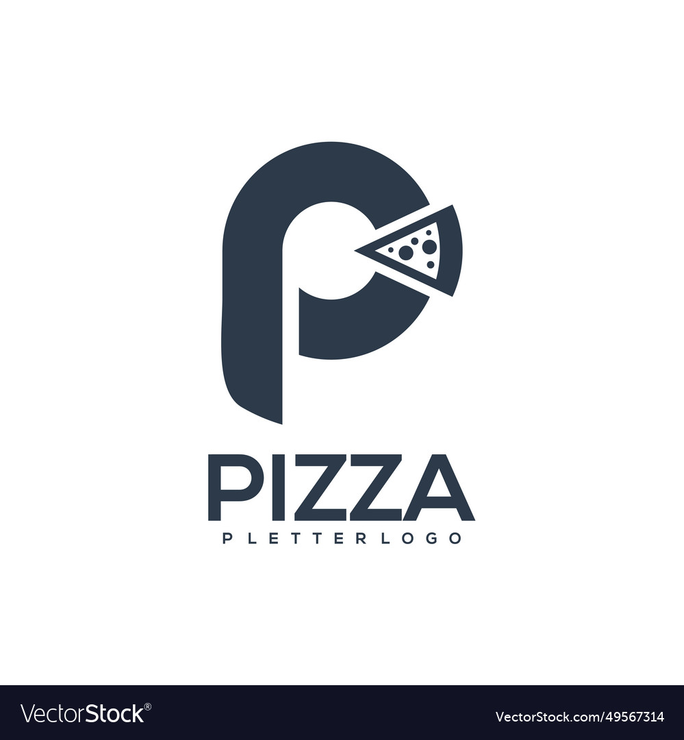 Letter p with pizza vintage retro silhouette Vector Image