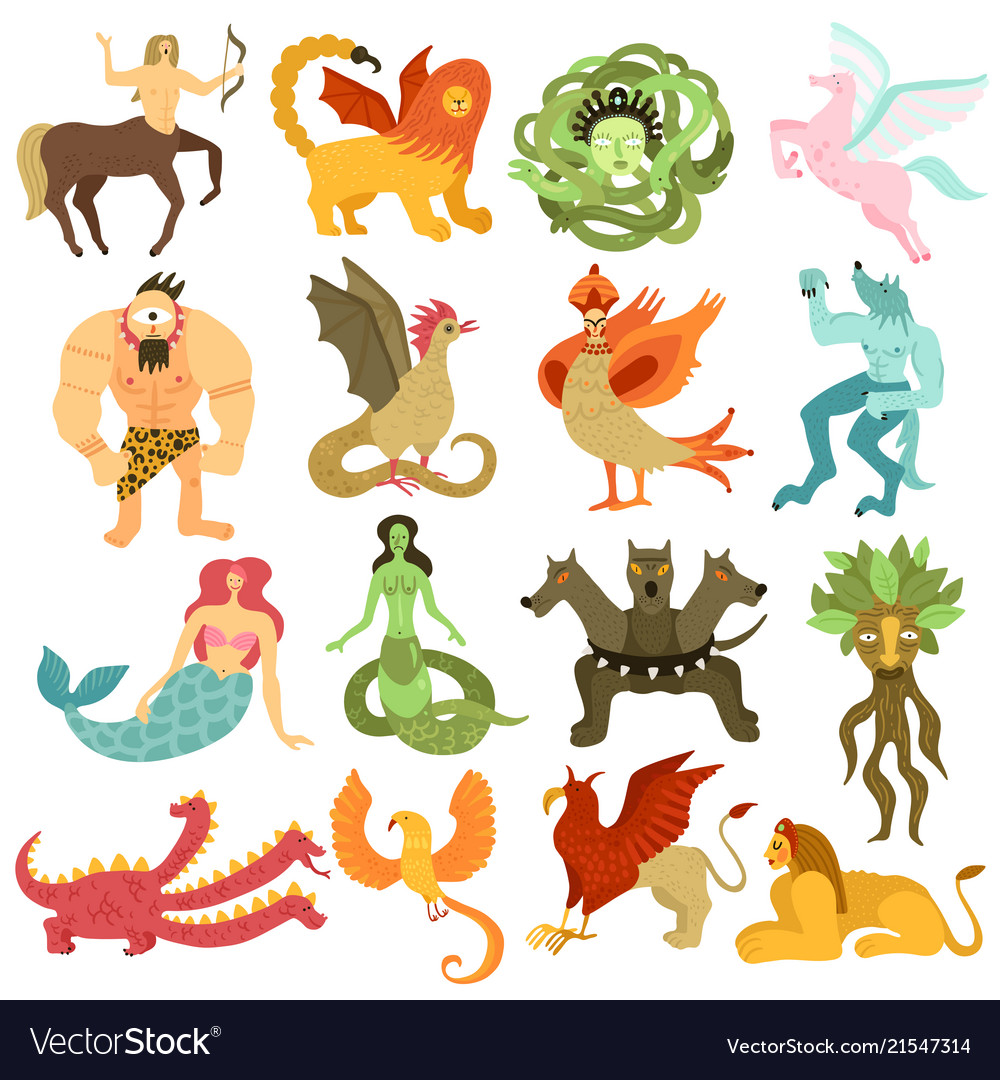 Mythical creatures set Royalty Free Vector Image