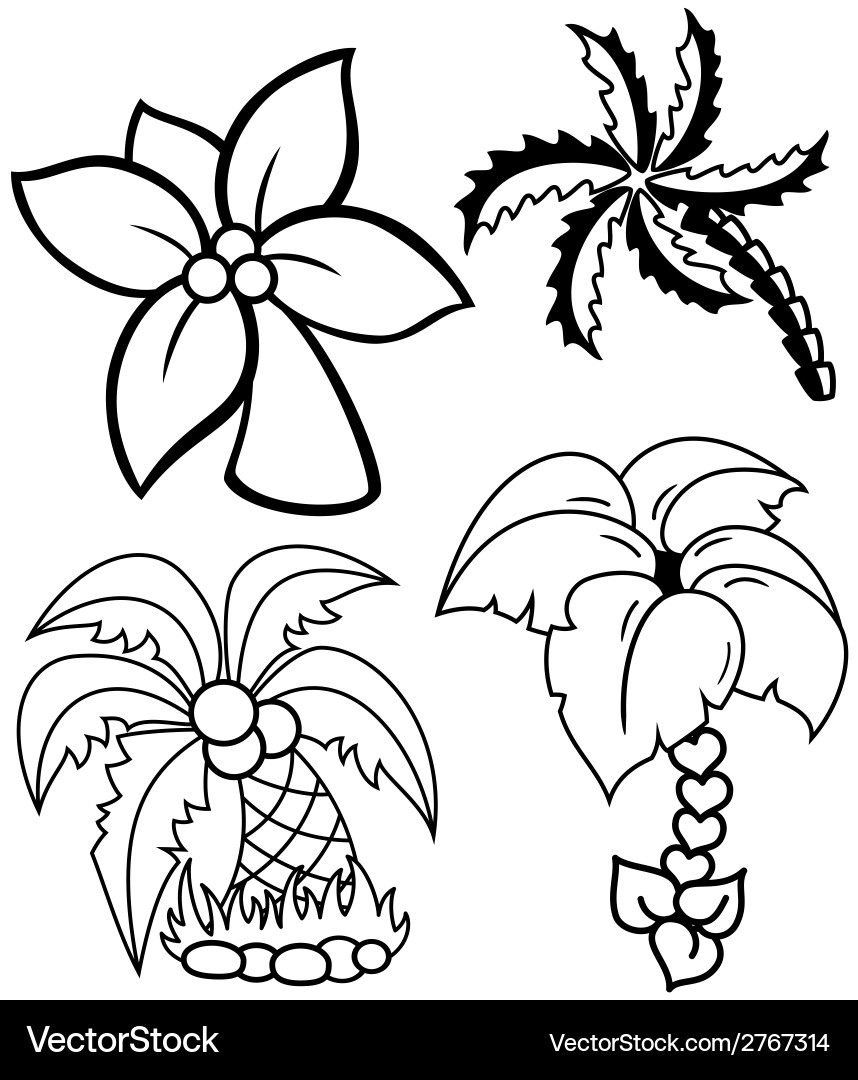 Palm trees set Royalty Free Vector Image - VectorStock