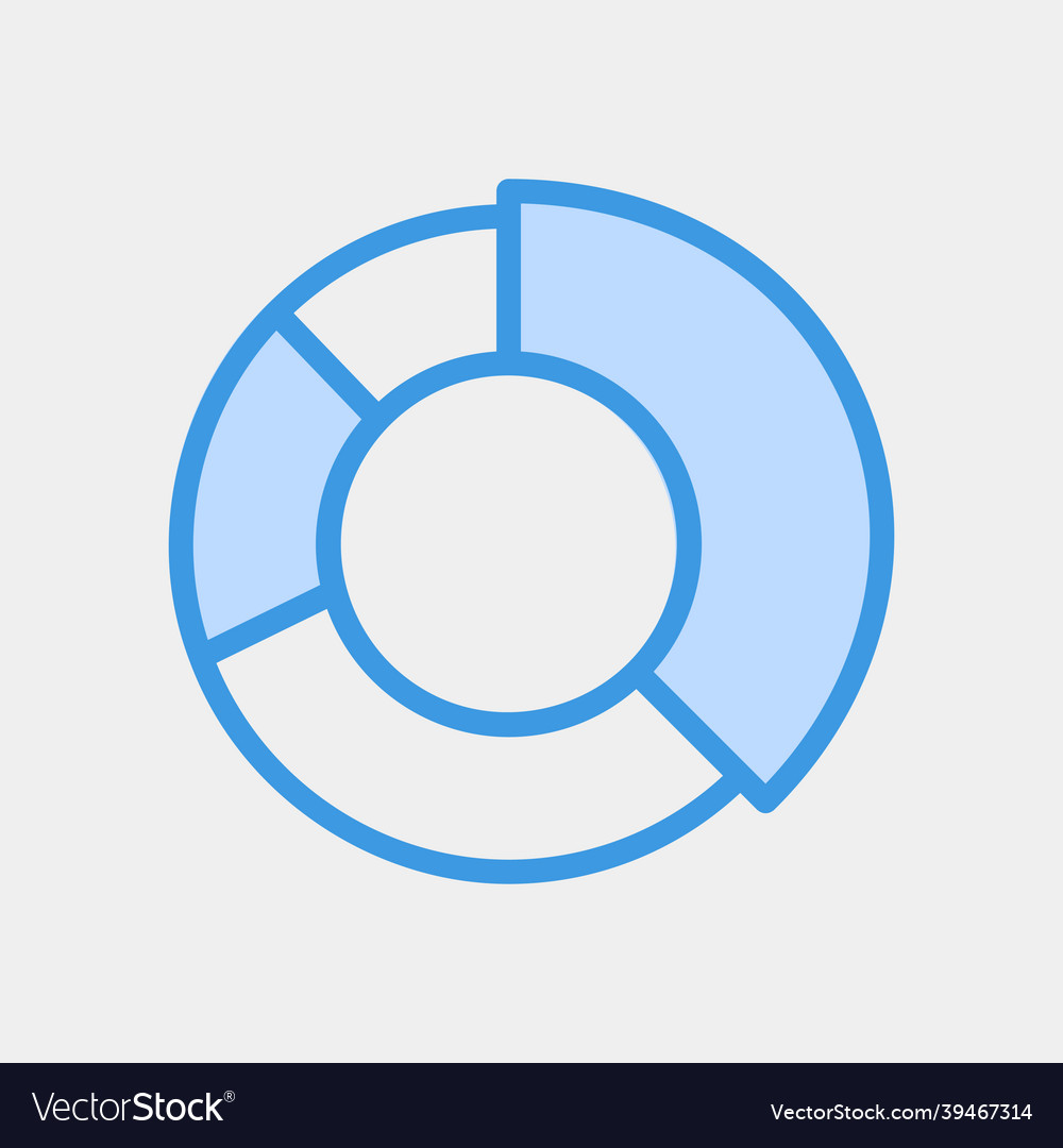 Pie-Diagramm-Ikone im blauen Stil für alle Projekte