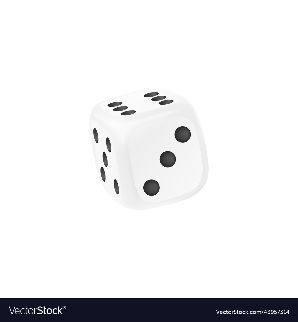 Realistic cubic dice with numbers of black dots