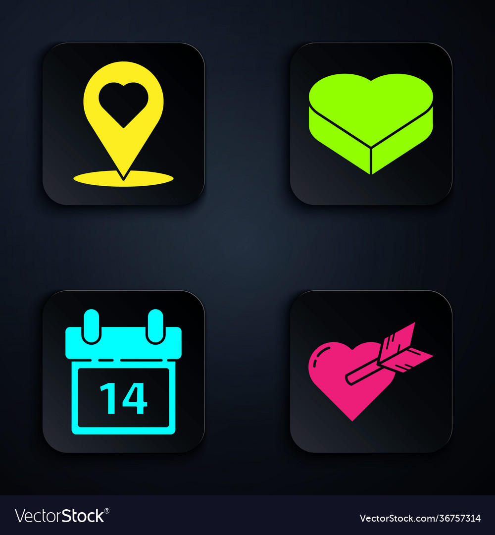 Set amour with heart and arrow map pointer vector image Set amour with heart and arrow map pointer